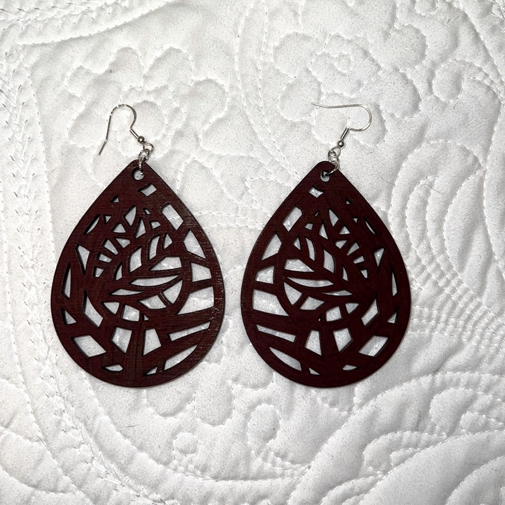 New Handmade WoodenTeardrop Earrings